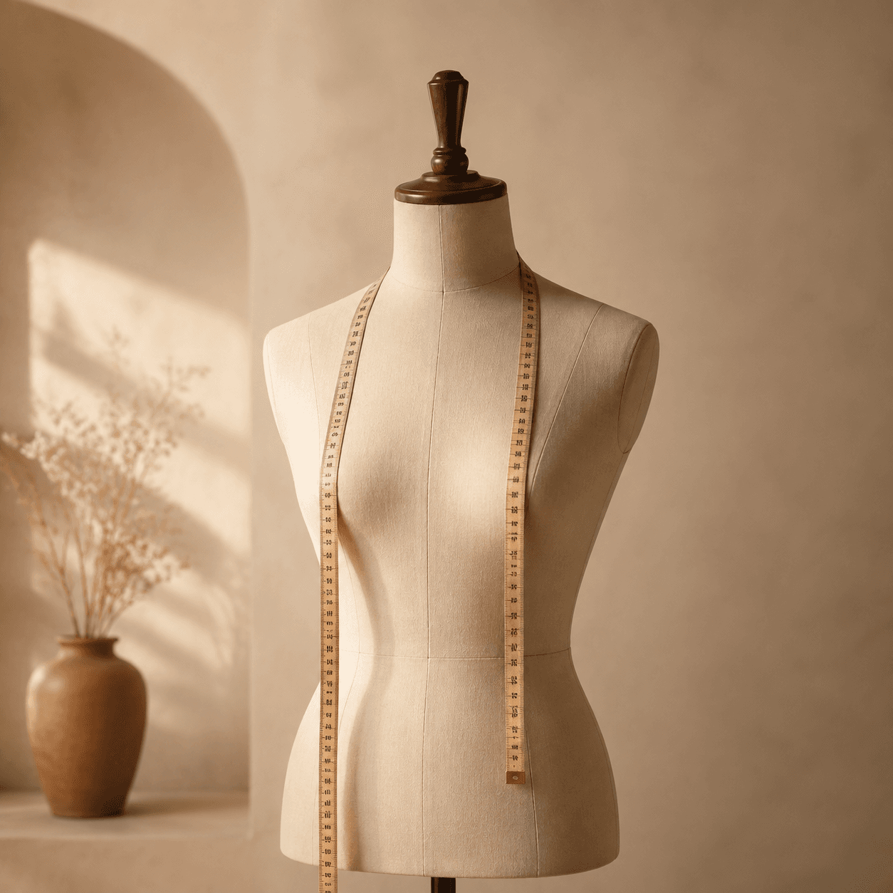 Tailoring mannequin with a measuring tape